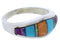 Southwestern Multicolor Inlay Silver Ring Size 5-3/4 EX51013